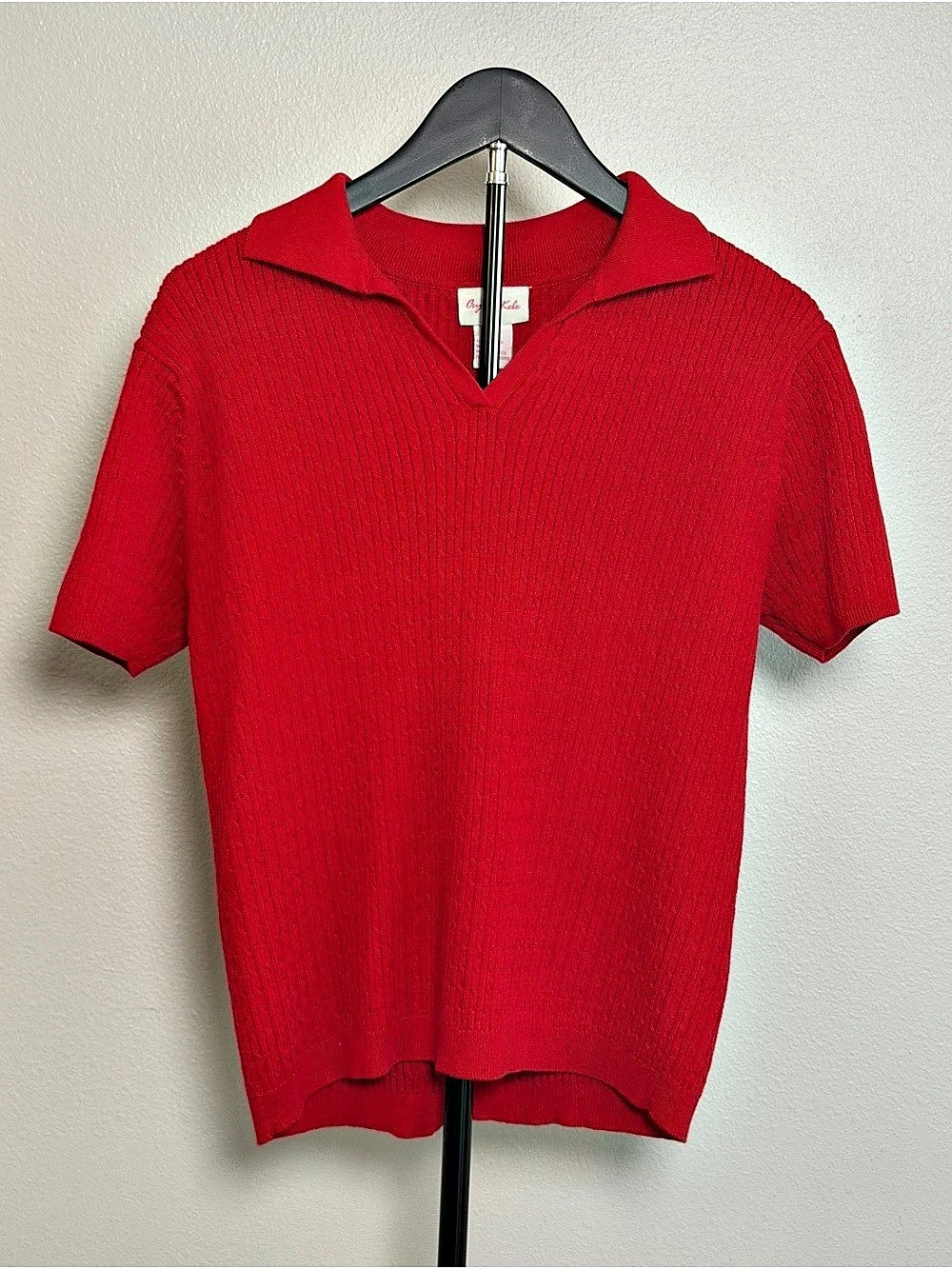 Crystal-Kobe Vintage Polo Sweater 100% Cotton Red Size Medium